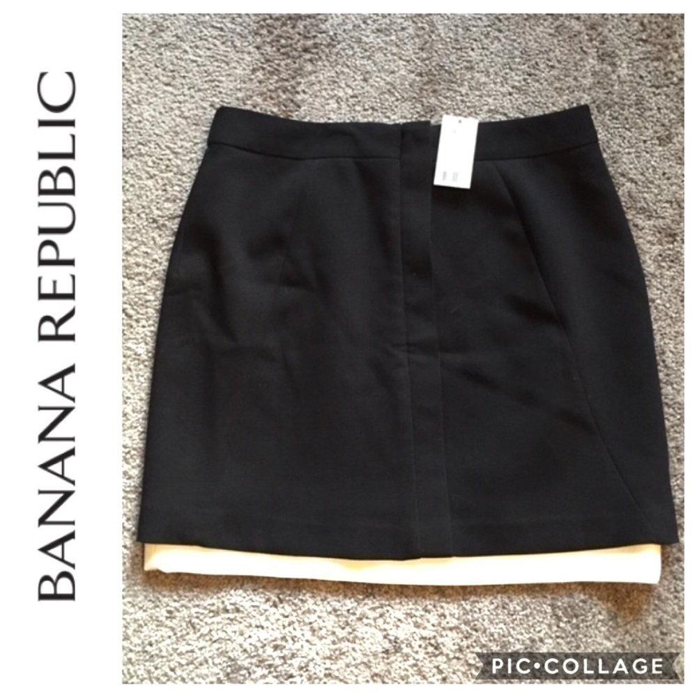 Banana Republic Black White Contrast Skirt NWT Sz 6 Women’s
